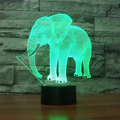 Jinson well 3D Der Elefant Lampe optische Illusion Nachtlicht licht 7 Farbwechsel Touch Switch Tisch Schreibtisch Dekoration Lampen Acryl Flat ABS Base USB Kabel Spielzeug von Jinson well