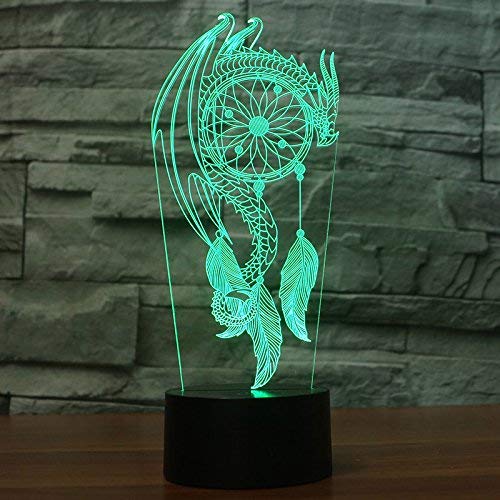 Jinson well 3D Drachen Form Lampe optische Illusion Nachtlicht 7 Farbwechsel Touch Switch Tisch Schreibtisch Dekoration Lampen mit Acryl Flat ABS Base USB Kabel Spielzeug von Jinson well