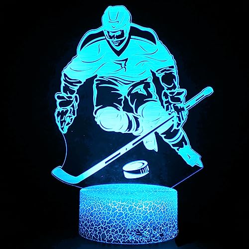 Jinson well 3D Eishockey Spieler Lampe led Illusion licht Nachtlicht, 7 Farbwechsel Touch Switch Tisch Schreibtisch Dekoration Lampen mit Acryl ABS Base USB Kabel Spielzeug von Jinson well