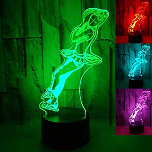 Jinson well 3D Eiskunstlauf Lampe optische Illusion Nachtlicht, 7 Farbwechsel Touch Switch Tisch Schreibtisch Dekoration Lampen mit Acryl Flat ABS USB Kabel Spielzeug von Jinson well