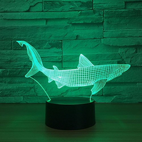 Jinson well 3D Fische Hai led Lampe led Illusion Nachtlicht, 7 Farbwechsel Touch Switch Tisch Schreibtisch Dekoration Lampen perfekte Acryl ABS Base USB Kabel Spielzeug von Jinson well