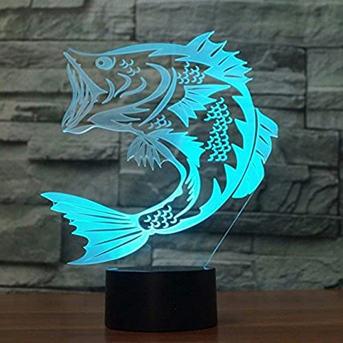 Jinson well 3D Fische led licht ampe optische Illusion Nachtlicht, 7 Farbwechsel Touch Switch Tisch Schreibtisch Dekoration Lampen Acryl Flat ABS Base USB kreatives Spielzeug von Jinson well