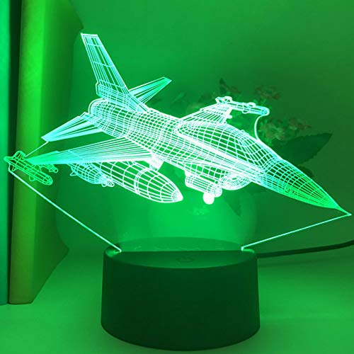 Jinson well 3D Flugzeug Lampe optische Illusion led Nachtlicht, 7 Farbwechsel Touch Switch Tisch Schreibtisch Dekoration Lampen mit Acryl Flat ABS USB Kabel Spielzeug von Jinson well
