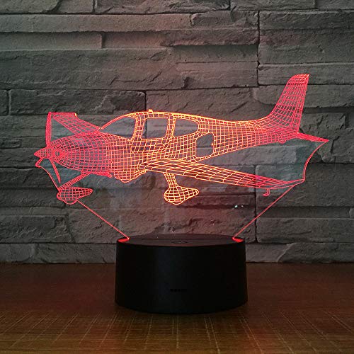 Jinson well 3D Flugzeug Lampe optische Illusion led Nachtlicht, 7 Farbwechsel Touch Switch Tisch Schreibtisch Dekoration Lampen mit Acryl Flat ABS USB Kabel Spielzeug von Jinson well