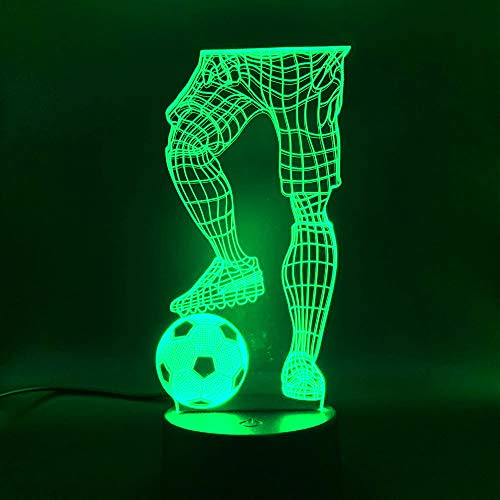 Jinson well 3D Fußball Fußballspieler Lampe optische Illusion led Nachtlicht, 7 Farbwechsel Touch Switch Tisch Schreibtisch Dekoration Lampen mit Acryl Flat ABS USB Kabel Spielzeug von Jinson well