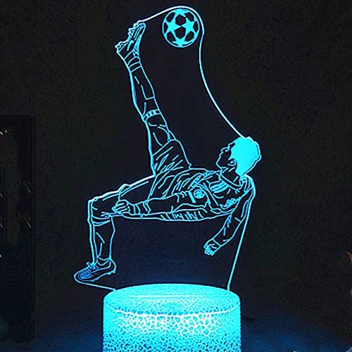 Jinson well 3D Fußball Fußballspieler Lampe optische Illusion led Nachtlicht, 7 Farbwechsel Touch Switch Tisch Schreibtisch Dekoration Lampen mit Acryl Flat Base USB Spielzeug von Jinson well