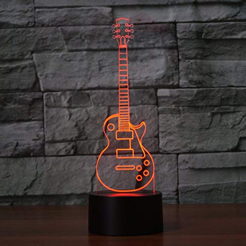 Jinson well 3D Gitarre Musik Lampe optische Illusion led Nachtlicht licht, 7 Farbwechsel Touch Switch Tisch Schreibtisch Dekoration Lampen perfekte Acryl USB Spielzeug von Jinson well