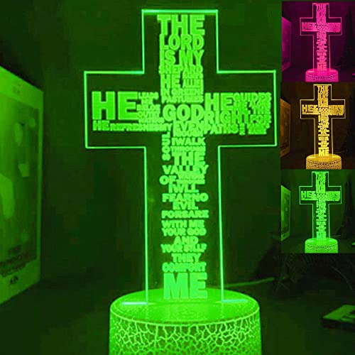 Jinson well 3D Gott Jesus Kreuz Lampe optische Illusion led licht Nachtlicht, 7 Farbwechsel Touch Switch Tisch Schreibtisch Dekoration Lampen Acryl Flat Base USB kreatives Spielzeug von Jinson well