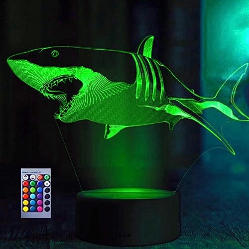 Jinson well 3D Hai Fische Lampe optische Illusion led Nachtlicht licht 16 Farbwechsel Tisch Schreibtisch Dekoration Lampen mit Acryl Flat Base USB Spielzeug von Jinson well