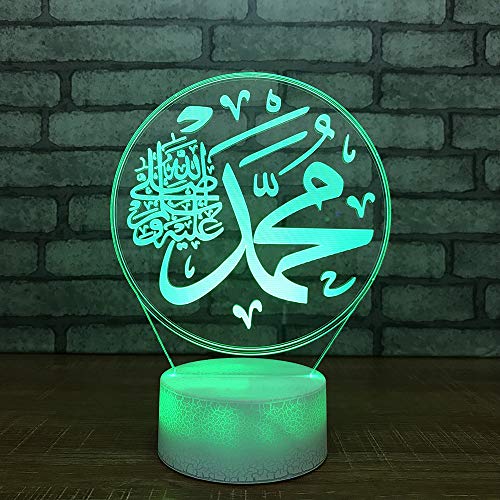 Jinson well 3D Islamischer Muhammad Lampe led Illusion Nachtlicht, 7 Farbwechsel Touch Switch Tisch Schreibtisch Dekoration Lampen perfekte Acryl ABS Base USB Kabel Spielzeug von Jinson well