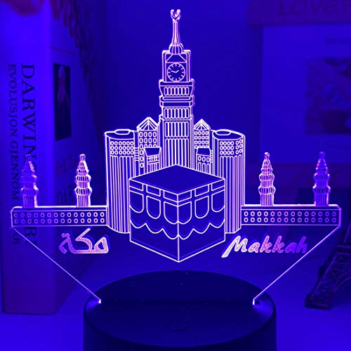 Jinson well 3D Islamischer Muslim Lampe optische Illusion Nachtlicht, 7 Farbwechsel Touch Switch Tisch Schreibtisch Dekoration Lampen mit Acryl Flat ABS Base USB Spielzeug von Jinson well