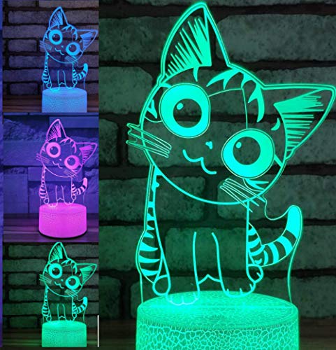 Jinson well 3D Katze led Lampe licht optische Illusion Nachtlicht, 7 Farbwechsel Touch Switch Tisch Schreibtisch Dekoration Lampen Acryl Flat ABS USB Kabel kreatives Spielzeug von Jinson well