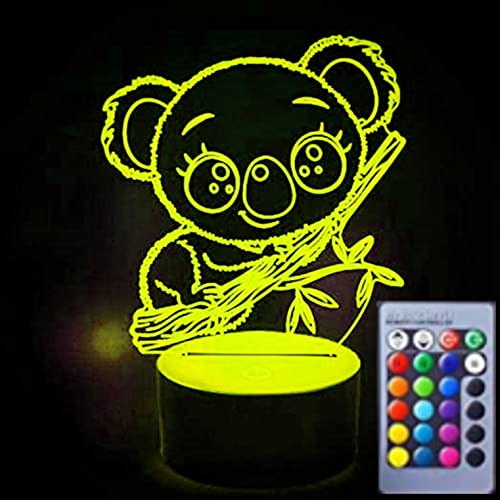 Jinson well 3D Koala Lampe optische Illusion led Nachtlicht licht 16 Farbwechsel Touch Switch Tisch Schreibtisch Dekoration Lampen mit Acryl Flat Base USB Spielzeug von Jinson well