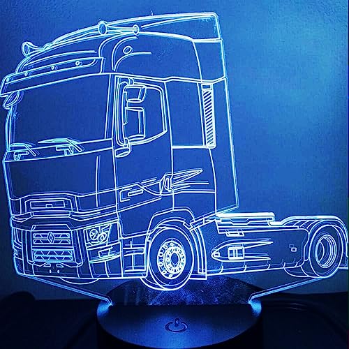 Jinson well 3D LKW Auto Lampe optische Illusion Nachtlicht, 7 Farbwechsel Touch Switch Tisch Schreibtisch Dekoration Lampen mit Acryl Flat ABS USB Kabel Spielzeug von Jinson well