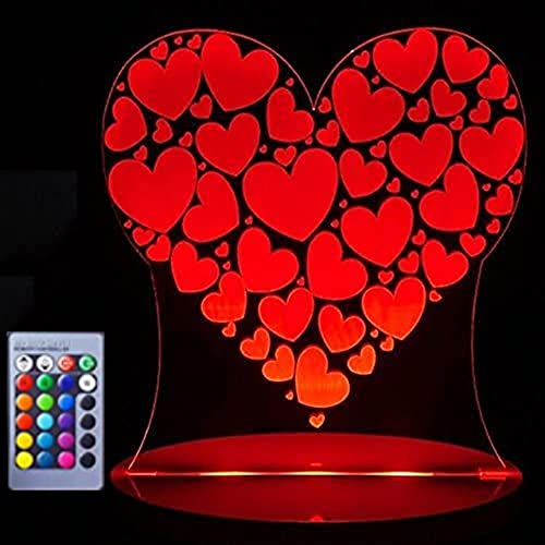 Jinson well 3D Liebe Herz Lampe optische Illusion led Nachtlicht, 7 Farbwechsel Tisch Schreibtisch Dekoration Lampen Acryl USB Spielzeug von Jinson well