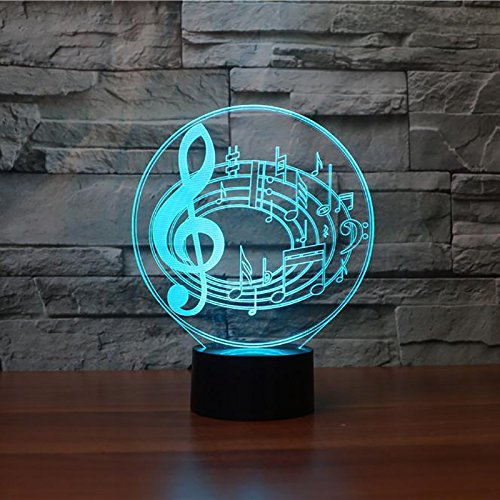 Jinson well 3D Musiknote Lampe optische Illusion led Nachtlicht, 7 Farbwechsel Touch Switch Tisch Schreibtisch Dekoration Lampen perfekte mit Acryl USB Spielzeug von Jinson well