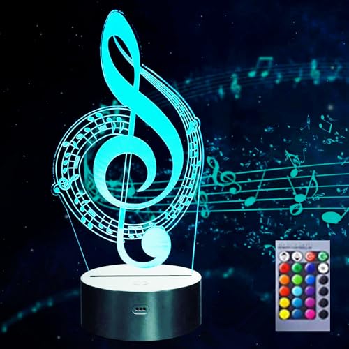 Jinson well 3D Musiknote Musik Lampe led Illusion Nachtlicht, 16 Farbwechsel Tisch Schreibtisch Dekoration Lampen perfekte mit Acryl ABS Base USB Kabel Spielzeug von Jinson well