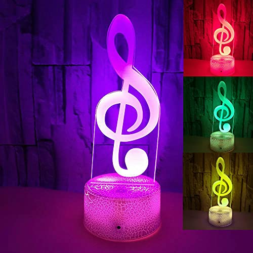 Jinson well 3D Musiknote Musik Lampe led Illusion Nachtlicht, 7 Farbwechsel Touch Switch Tisch Schreibtisch Dekoration Lampen perfekte mit Acryl ABS Base USB Kabel Spielzeug von Jinson well