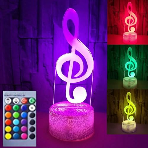 Jinson well 3D Musiknote Musik Lampe led Illusion Nachtlicht, 16 Farbwechsel Tisch Schreibtisch Dekoration Lampen perfekte mit Acryl ABS Base USB Kabel Spielzeug von Jinson well