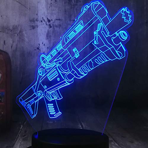 Jinson well 3D Pistole Gun Waffe Lampe optische Illusion led Nachtlicht, 7 Farbwechsel Touch Switch Tisch Schreibtisch Dekoration Lampen mit Acryl Flat ABS USB Kabel Spielzeug von Jinson well