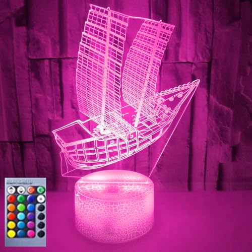 Jinson well 3D Schiff boot nacht licht Lampe led Illusion Nachtlicht 16 Farbwechsel Tisch Schreibtisch Dekoration Lampen Acryl ABS Base USB Kabel Spielzeug von Jinson well