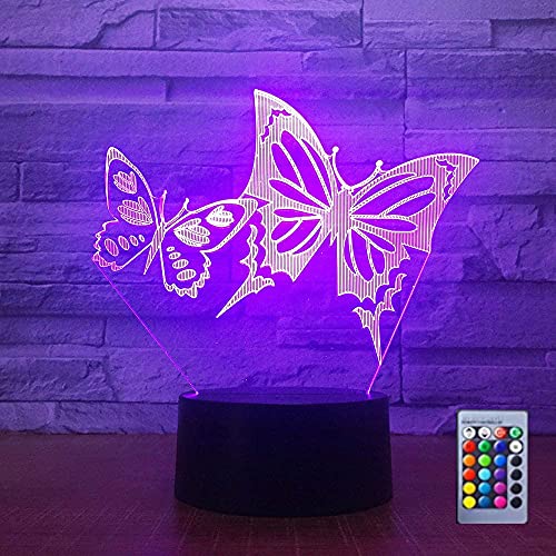 Jinson well 3D Schmetterling Lampe optische Illusion Nachtlicht, 7 Farbwechsel Tisch Schreibtisch Dekoration Lampen Acryl USB Spielzeug von Jinson well