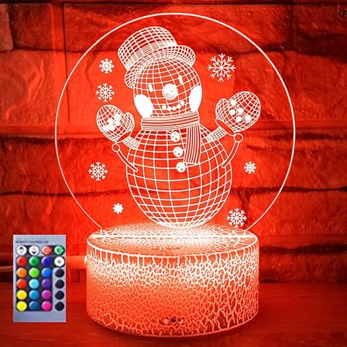 Jinson well 3D Schneemann Lampe optische Illusion Nachtlicht 16 Farbwechsel Tisch Schreibtisch Dekoration Lampen Acryl Flat ABS Base USB Spielzeug von Jinson well