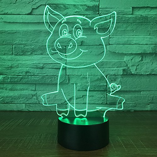 Jinson well 3D Schwein Lampe led Illusion Nachtlicht, 7 Farbwechsel Touch Switch Tisch Schreibtisch Dekoration Lampen perfekte mit Acryl ABS Base USB Kabel Spielzeug von Jinson well
