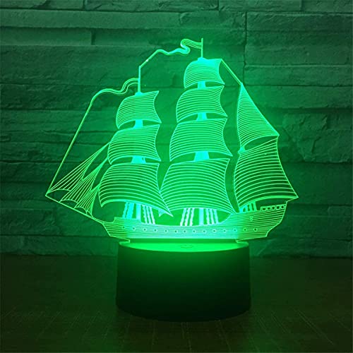 Jinson well 3D Segelboot Lampe optische Illusion Nachtlicht, 7 Farbwechsel Tisch Schreibtisch Dekoration Lampen perfekte mit Acryl Flat ABS Base USB Kabel kreatives Spielzeug von Jinson well