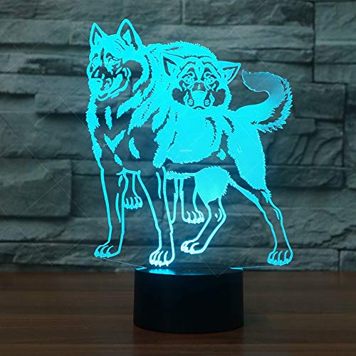 Jinson well 3D Sibirischer Husky Hund Lampe led Illusion Nachtlicht, 7 Farbwechsel Touch Switch Tisch Schreibtisch Dekoration Lampen perfekte mit Acryl ABS Base USB Kabel Spielzeug von Jinson well