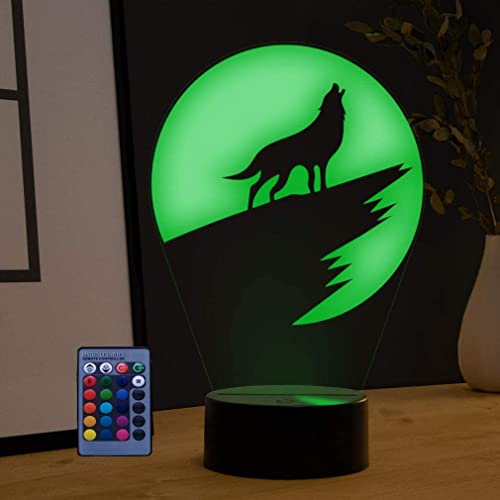 Jinson well 3D Wolf Lampe led Illusion Nachtlicht, 7 Farbwechsel Touch Switch Tisch Schreibtisch Dekoration Lampen perfekte mit Acryl ABS Base USB Kabel Spielzeug von Jinson well