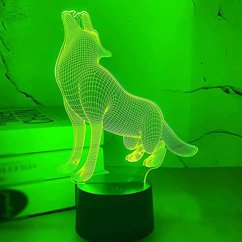 Jinson well 3D Wolf Lampe optische Illusion led licht Nachtlicht 7 Farbwechsel Touch Switch Tisch Schreibtisch Dekoration Lampen mit Acryl USB Spielzeug von Jinson well