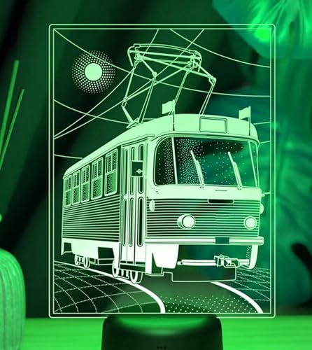 Jinson well 3D Zug bus auto Lampe optische Illusion led Nachtlicht nacht licht, 7 Farbwechsel Touch Switch Tisch Schreibtisch Dekoration Lampen mit Acryl Base USB Spielzeug von Jinson well