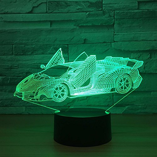 Jinson well 3D der rennsport auto Lampe optische Illusion Nachtlicht, 7 Farbwechsel Touch Switch Tisch Schreibtisch Dekoration Lampen USB Kabel Spielzeug von Jinson well