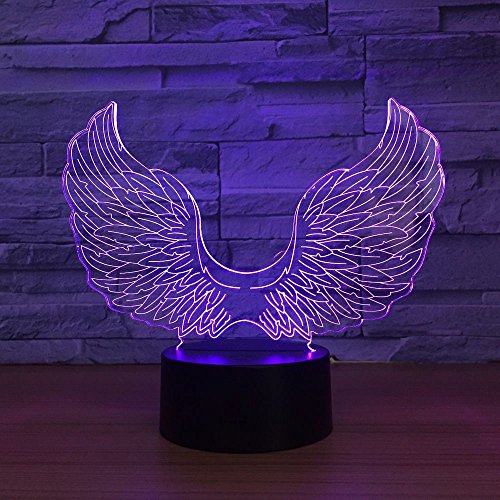 Jinson well 3D engel flügel Lampe optische Illusion Nachtlicht, 7 Farbwechsel Touch Switch Tisch Schreibtisch Dekoration Lampen perfekte mit Acryl Flat ABS Base USB Spielzeug von Jinson well