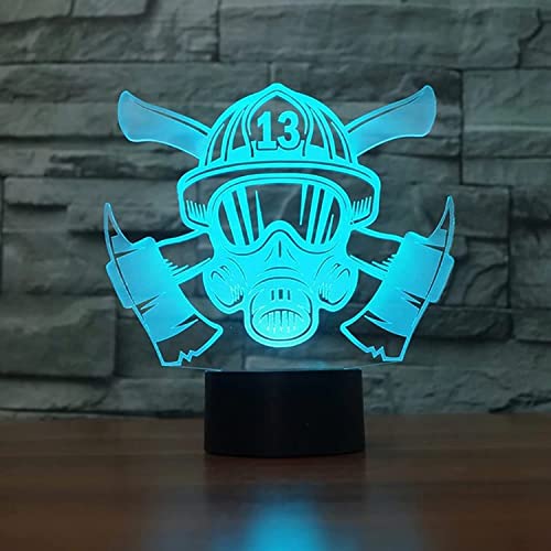 Jinson well 3D feuerwehr maske Lampe optische Illusion Nachtlicht led licht, 7 Farbwechsel Touch Switch Tisch Schreibtisch Dekoration Lampen perfekte mit Acryl Flat ABS Base USB Spielzeug von Jinson well