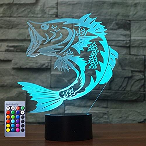 Jinson well 3D fisch led Lampe optische Illusion Nachtlicht 16 Farbwechsel Tisch Schreibtisch Dekoration Lampen mit Acryl Flat ABS Base USB Kabel Spielzeug von Jinson well