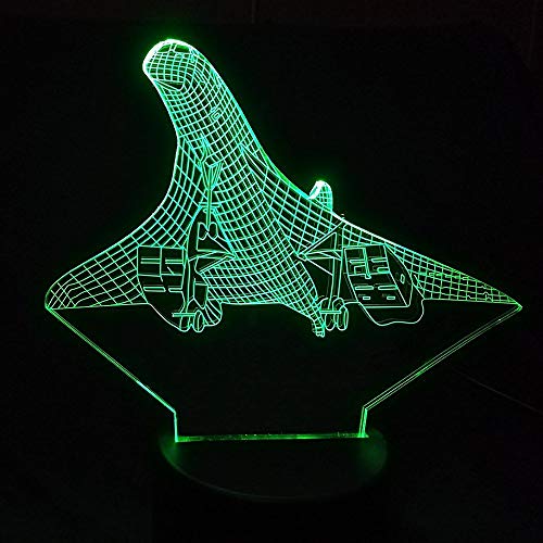 Jinson well 3D flugzeug Lampe optische Illusion led Nachtlicht, 7 Farbwechsel Touch Switch Tisch Schreibtisch Dekoration Lampen Acryl Flat ABS Base USB Kabel kreatives von Jinson well