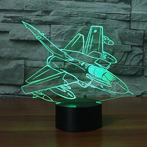 Jinson well 3D flugzeug Luftfahrzeuge Lampe licht optische Illusion led Nachtlicht, 7 Farbwechsel Touch Switch Tisch Schreibtisch Dekoration Lampen mit Acryl ABS Base USB Kabel Spielzeug von Jinson well