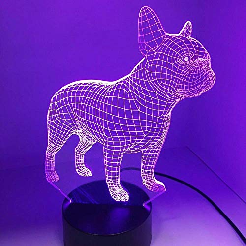 Jinson well 3D französische bulldogge hund Lampe optische Illusion Nachtlicht nacht licht 7 Farbwechsel Touch Switch Tisch Schreibtisch Dekoration Lampen perfekte mit Acryl Flat Base USB Spielzeug von Jinson well