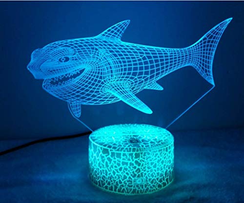 Jinson well 3D hai fisch led Lampe optische Illusion Nachtlicht, 7 Farbwechsel Touch Switch Tisch Schreibtisch Dekoration Lampen mit Acryl Flat ABS Base USB Kabel Spielzeug von Jinson well