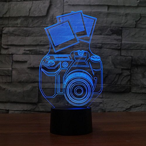 Jinson well 3D kamera Lampe led optische Illusion Nachtlicht, 7 Farbwechsel Touch Switch Tisch Schreibtisch Dekoration Lampen perfekte mit Acryl Flat ABS Base USB Kabel Spielzeug von Jinson well