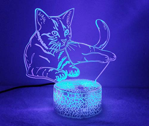 Jinson well 3D katze led licht Lampe optische Illusion Nachtlicht, 7 Farbwechsel Touch Switch Tisch Schreibtisch Dekoration Lampen Flat Base USB Spielzeug von Jinson well