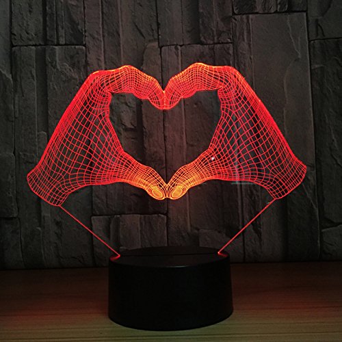 Jinson well 3D liebe herz geste Nachtlicht led Lampe optische Nacht licht Illusion 7 Farbwechsel Touch Switch Tisch Schreibtisch Dekoration Lampen mit Acryl Base USB Spielzeug von Jinson well