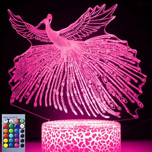 Jinson well 3D pfau Lampe led nacht licht optische Illusion Nachtlicht 16 Farbwechsel Tisch Schreibtisch Dekoration Lampen mit Acryl USB Spielzeug von Jinson well