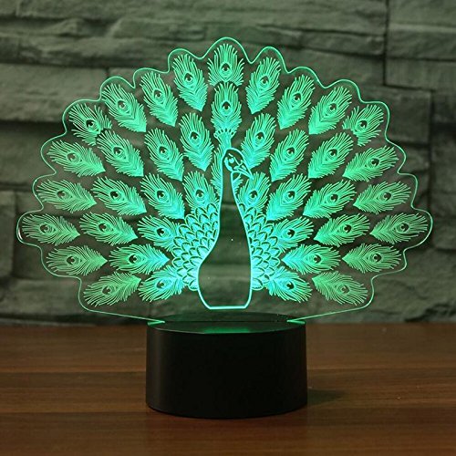 Jinson well 3D pfau Lampe led nacht licht optische Illusion Nachtlicht 7 Farbwechsel Touch Tisch Schreibtisch Dekoration Lampen mit Acryl USB Spielzeug von Jinson well
