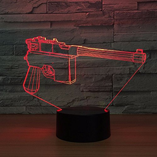 Jinson well 3D pistole gewehr Waffe gun led Lampe optische Illusion Nachtlicht, 7 Farbwechsel Tisch Schreibtisch Dekoration Lampen mit Acryl ABS Base USB Spielzeug von Jinson well