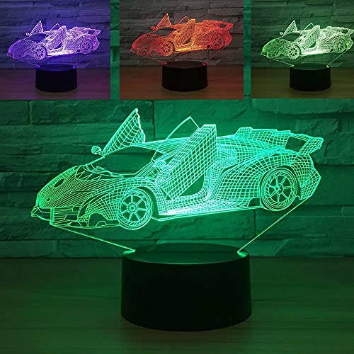 Jinson well 3D rennwagen auto Lampe optische Illusion Nachtlicht 7 Farbwechsel Touch Switch Tisch Schreibtisch Dekoration Lampen mit Acryl USB Spielzeug von Jinson well