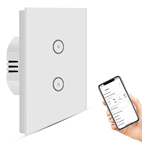 Smart Light Switch, WiFi Alexa Light Switch, 2 Gangs, Tempered Glass Touch Switch, Works with Alexa & Google, App Remote Control, Timing Function,Easy installation Smart Light Switch, WiFi Alexa Light Switch, 2 Gangs, Tempered Glass Touch Switch, Works with Alexa & Google, App Remote Control, Timing Function,Easy installation von Jinvoo