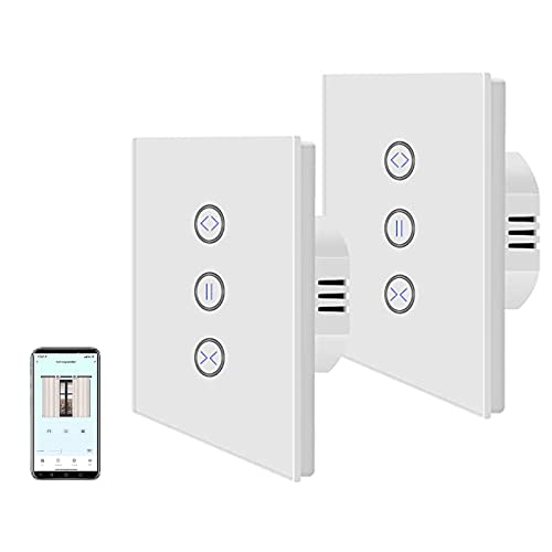 WLAN Rolladenschalter Unterputz,Zeitschaltuhr Mit Rolladensteuerung,Smart Elektrische Jalousien Schalter mit Touch Panel,Kompatibel mit Alexa und Google Home, APP Steuerbar und Timer-Funktion,2 pack von Jinvoo